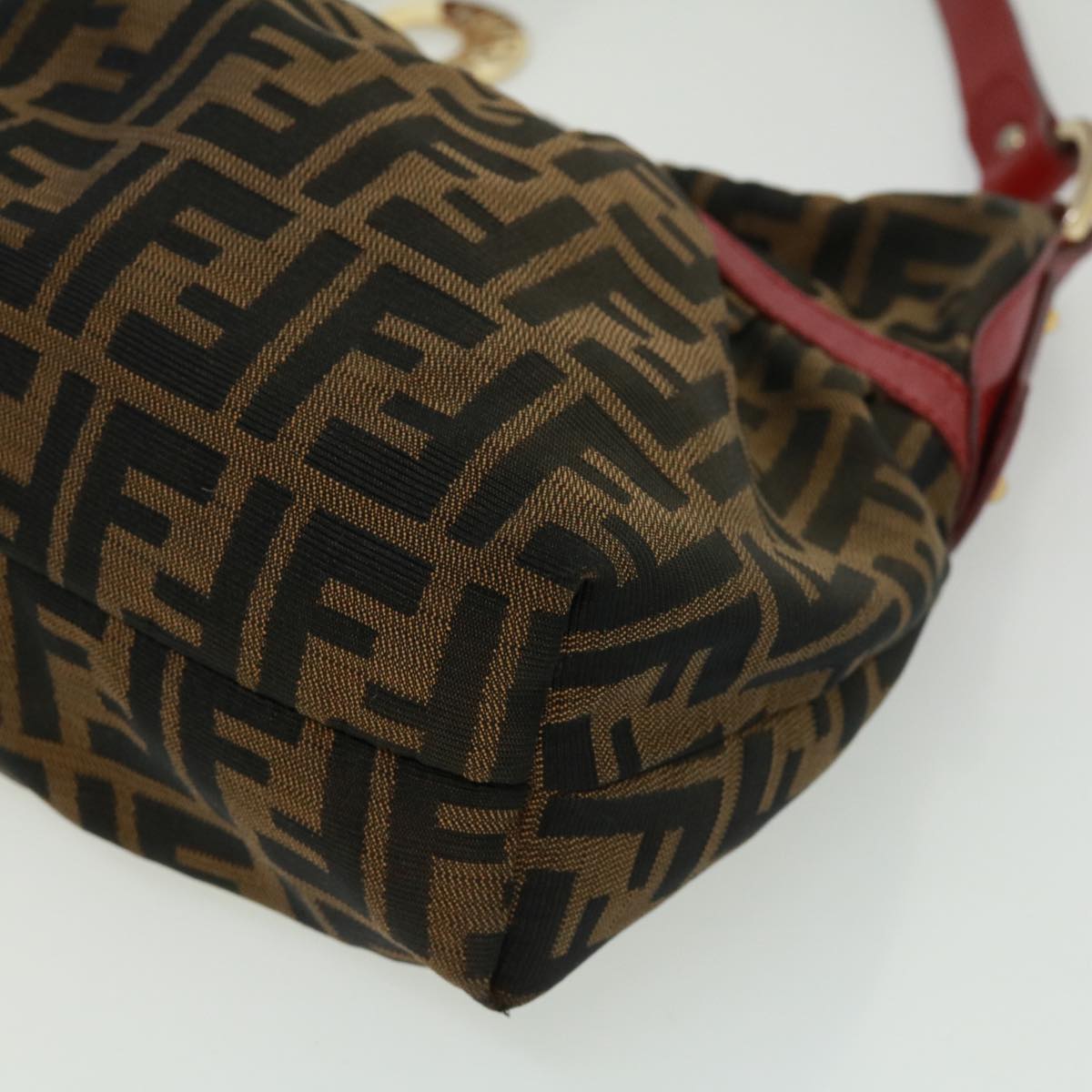FENDI Zucca Canvas Shoulder Bag Brown Black bs2858