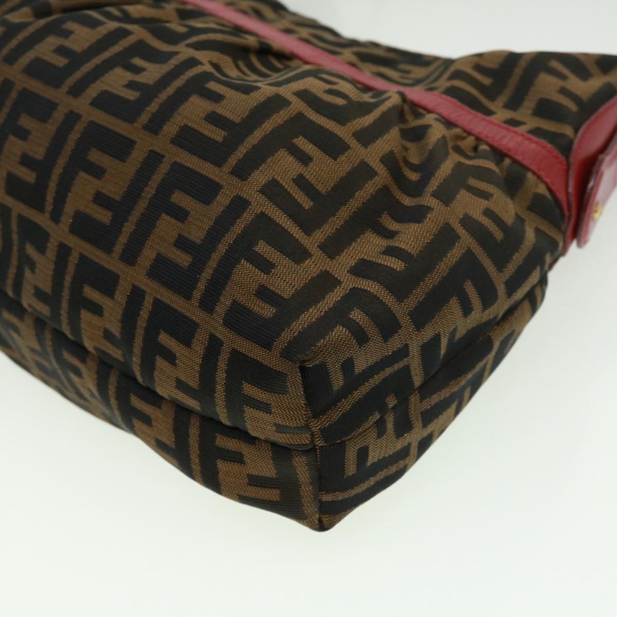 FENDI Zucca Canvas Shoulder Bag Brown Black bs2858