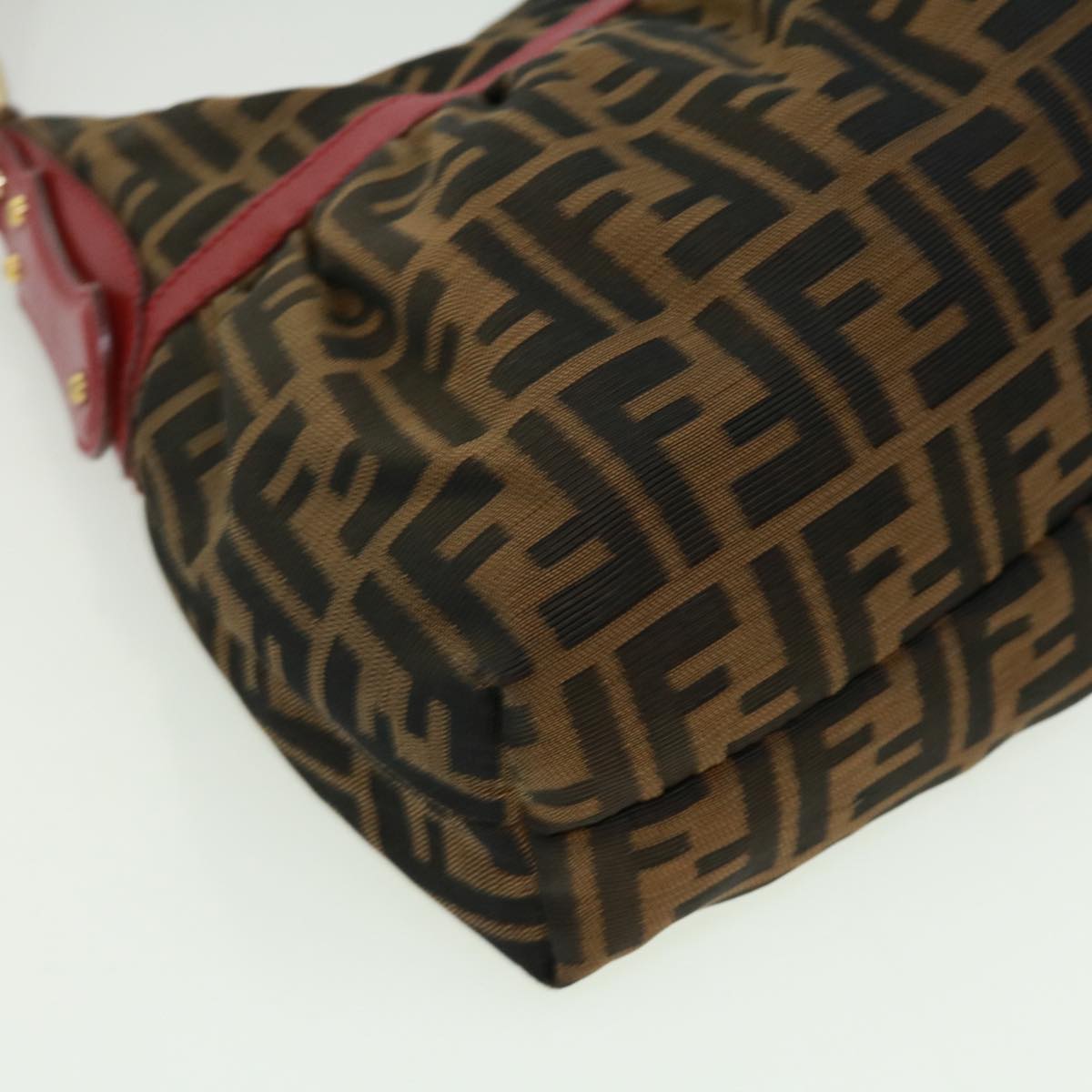 FENDI Zucca Canvas Shoulder Bag Brown Black bs2858