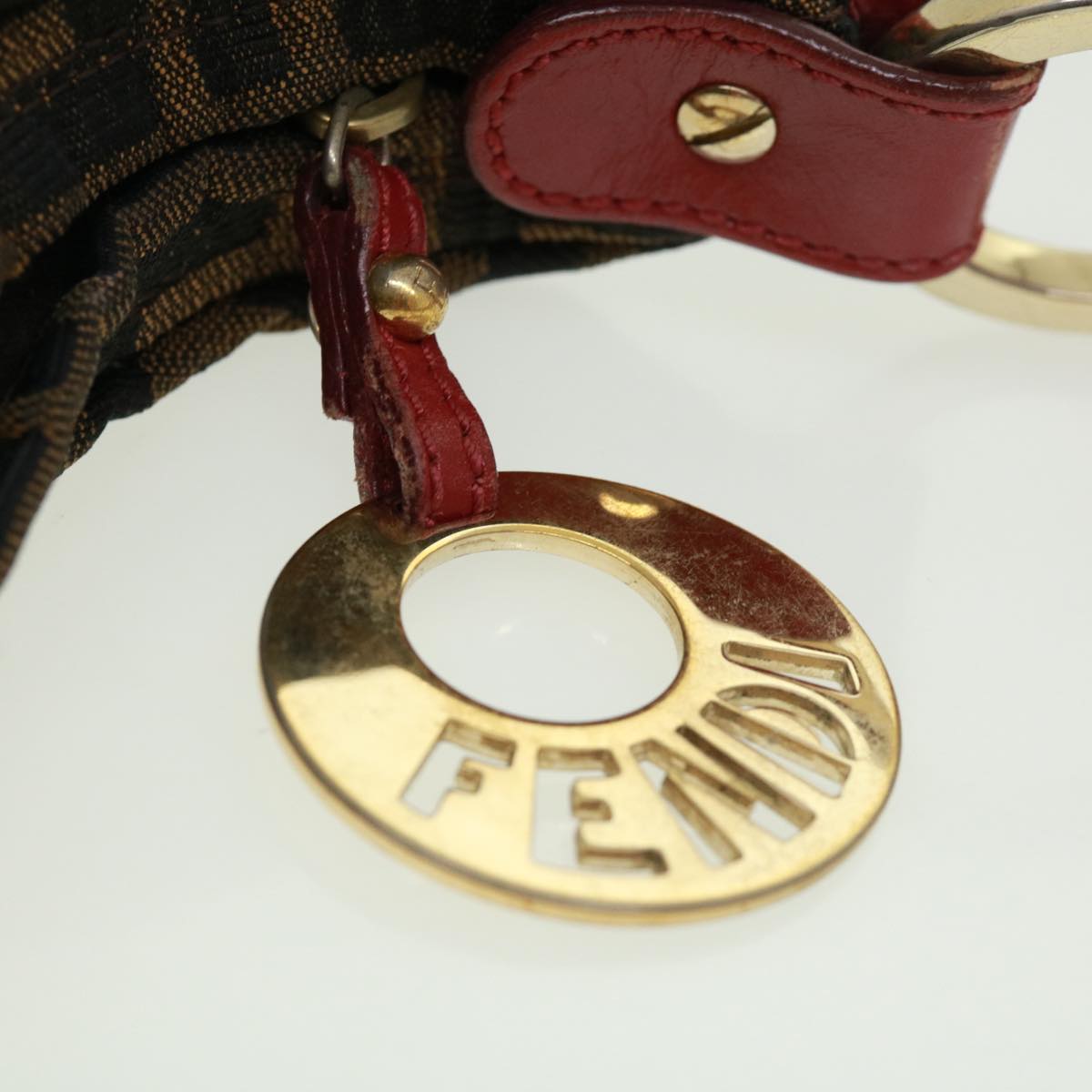 FENDI Zucca Canvas Shoulder Bag Brown Black bs2858