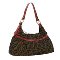 FENDI Zucca Canvas Shoulder Bag Brown Black bs2858