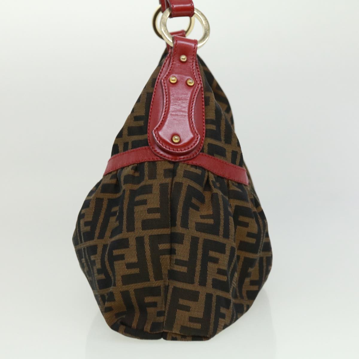 FENDI Zucca Canvas Shoulder Bag Brown Black bs2858