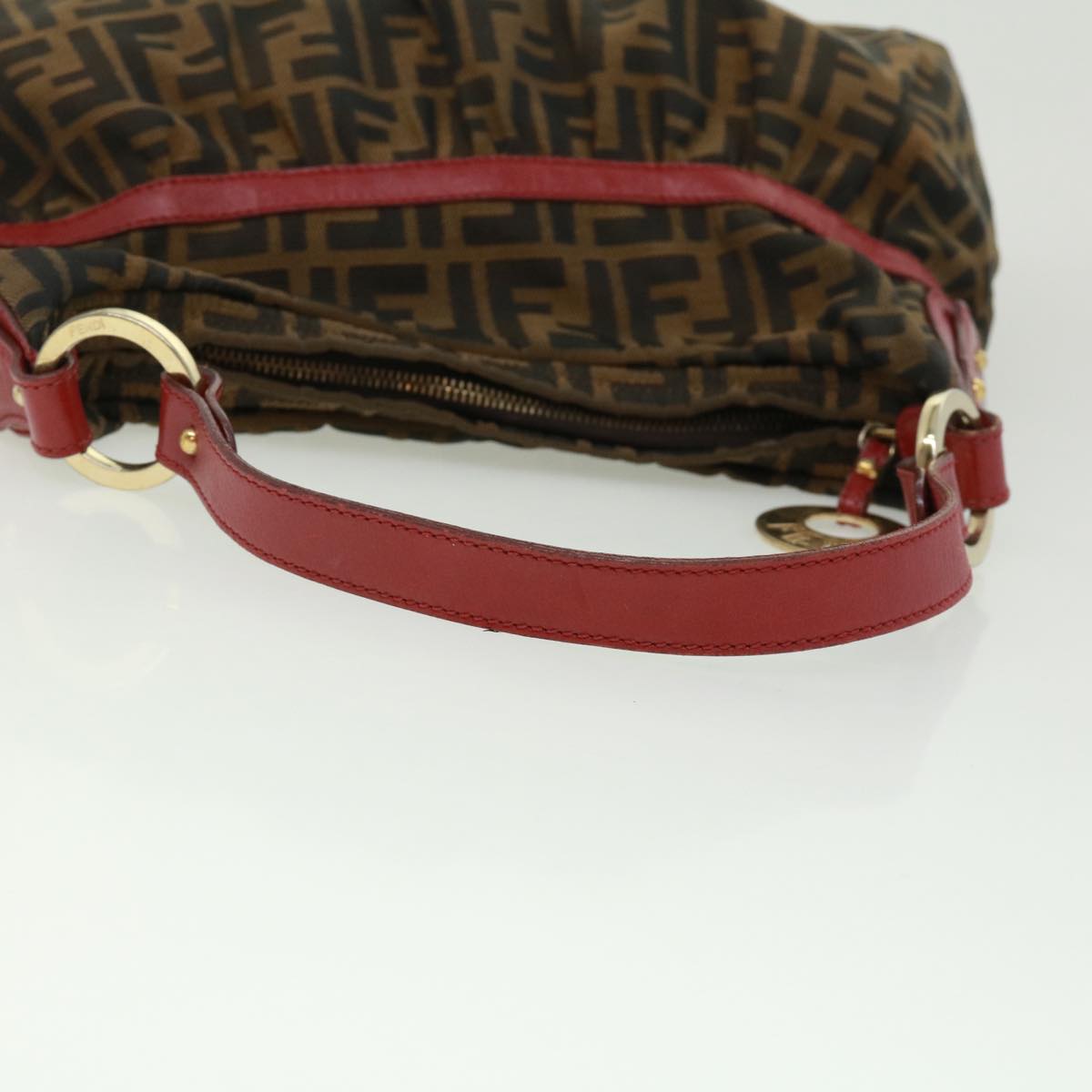 FENDI Zucca Canvas Shoulder Bag Brown Black bs2858