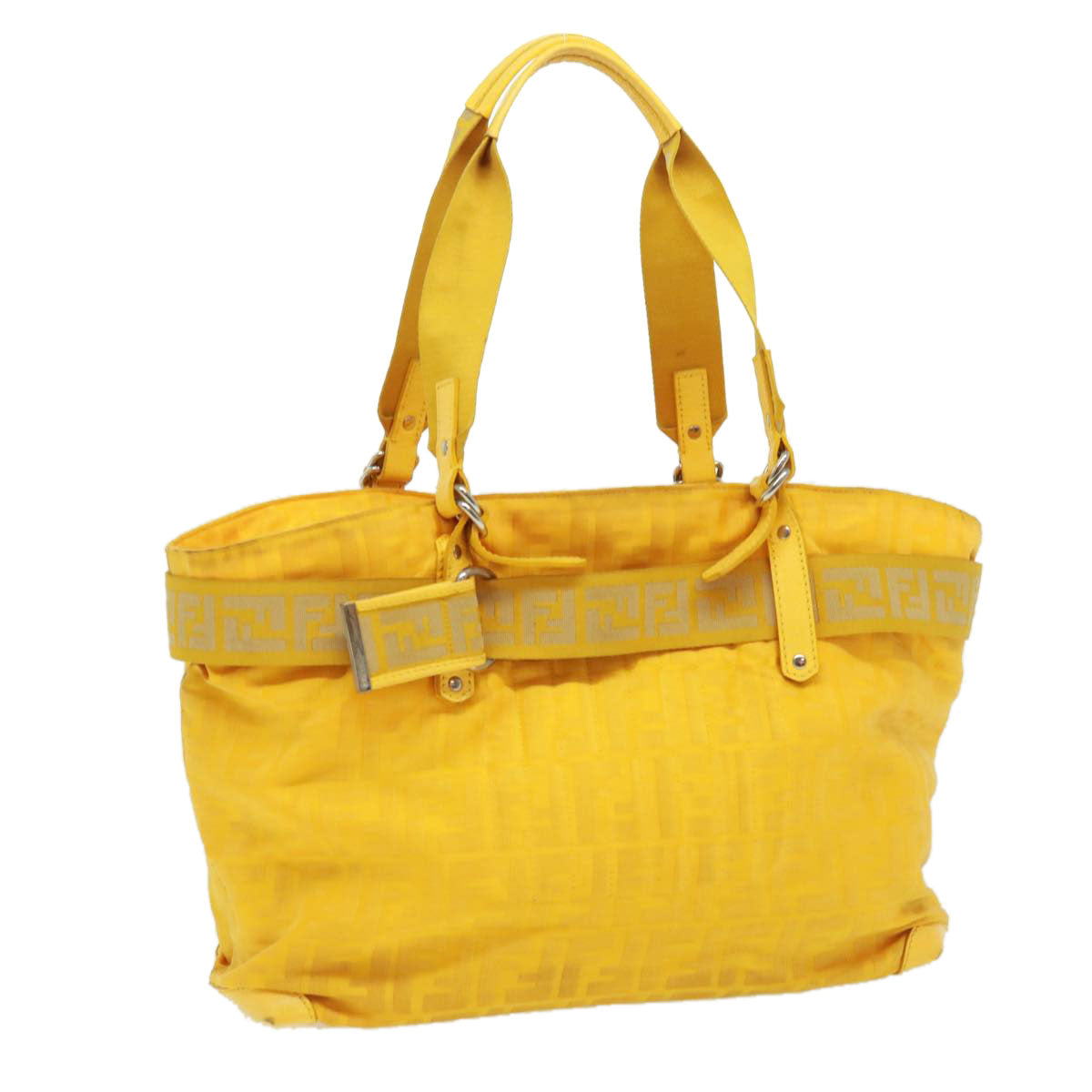 FENDI Zucca Canvas Tote Bag Nylon Yellow bs2911