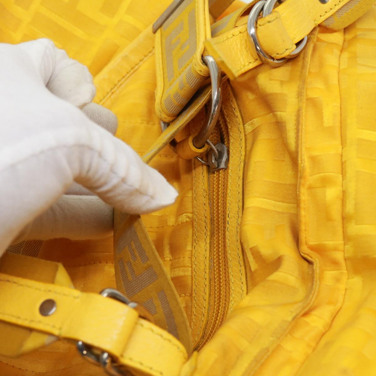 FENDI Zucca Canvas Tote Bag Nylon Yellow bs2911