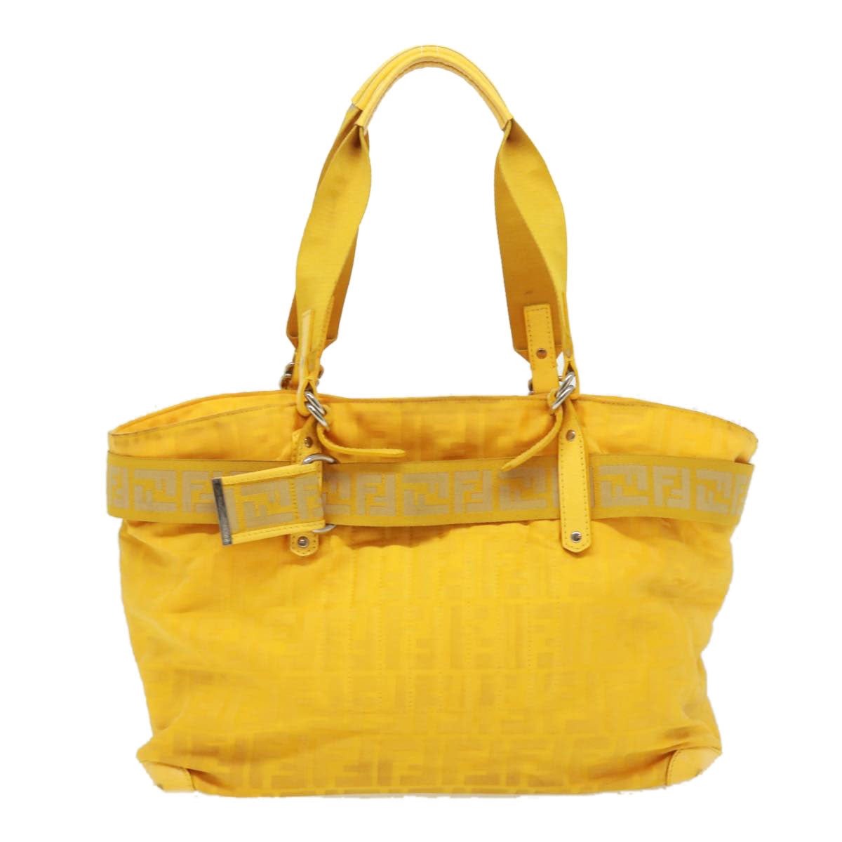FENDI Zucca Canvas Tote Bag Nylon Yellow bs2911