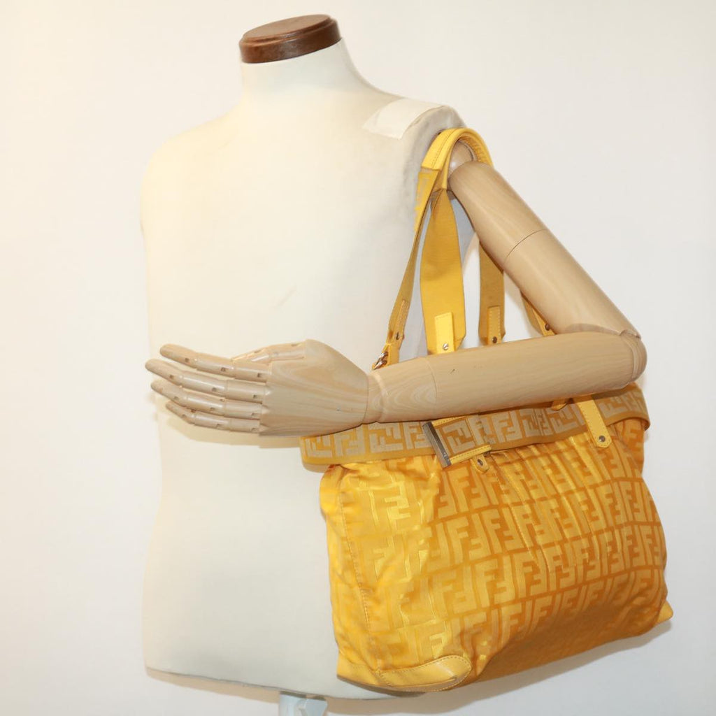 FENDI Zucca Canvas Tote Bag Nylon Yellow bs2911
