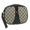 GUCCI Sherry Line GG Canvas Clutch Bag PVC Leather Navy Red bs2972