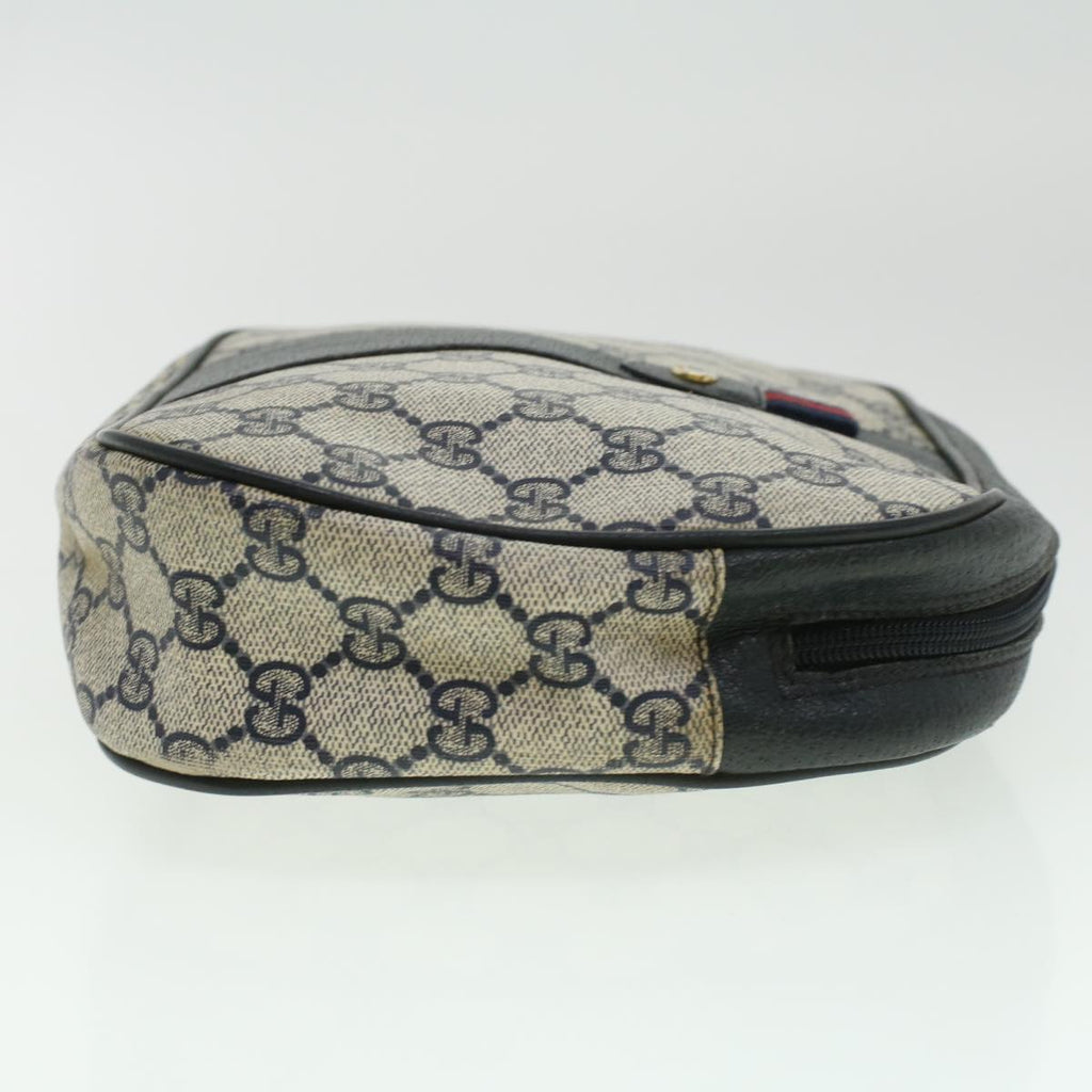 GUCCI Sherry Line GG Canvas Clutch Bag PVC Leather Navy Red bs2972