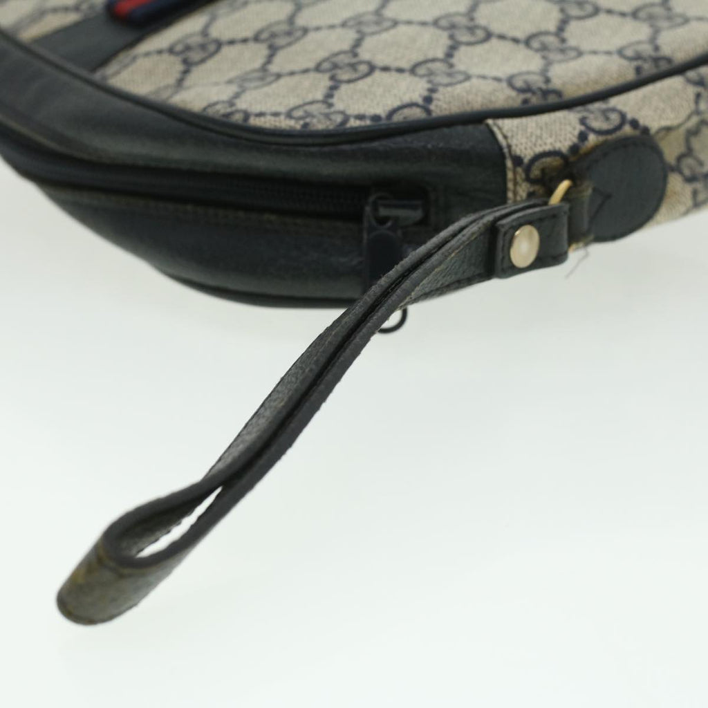 GUCCI Sherry Line GG Canvas Clutch Bag PVC Leather Navy Red bs2972