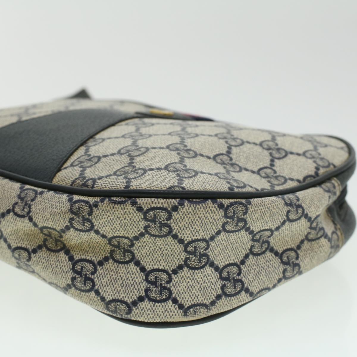 GUCCI Sherry Line GG Canvas Clutch Bag PVC Leather Navy Red bs2972