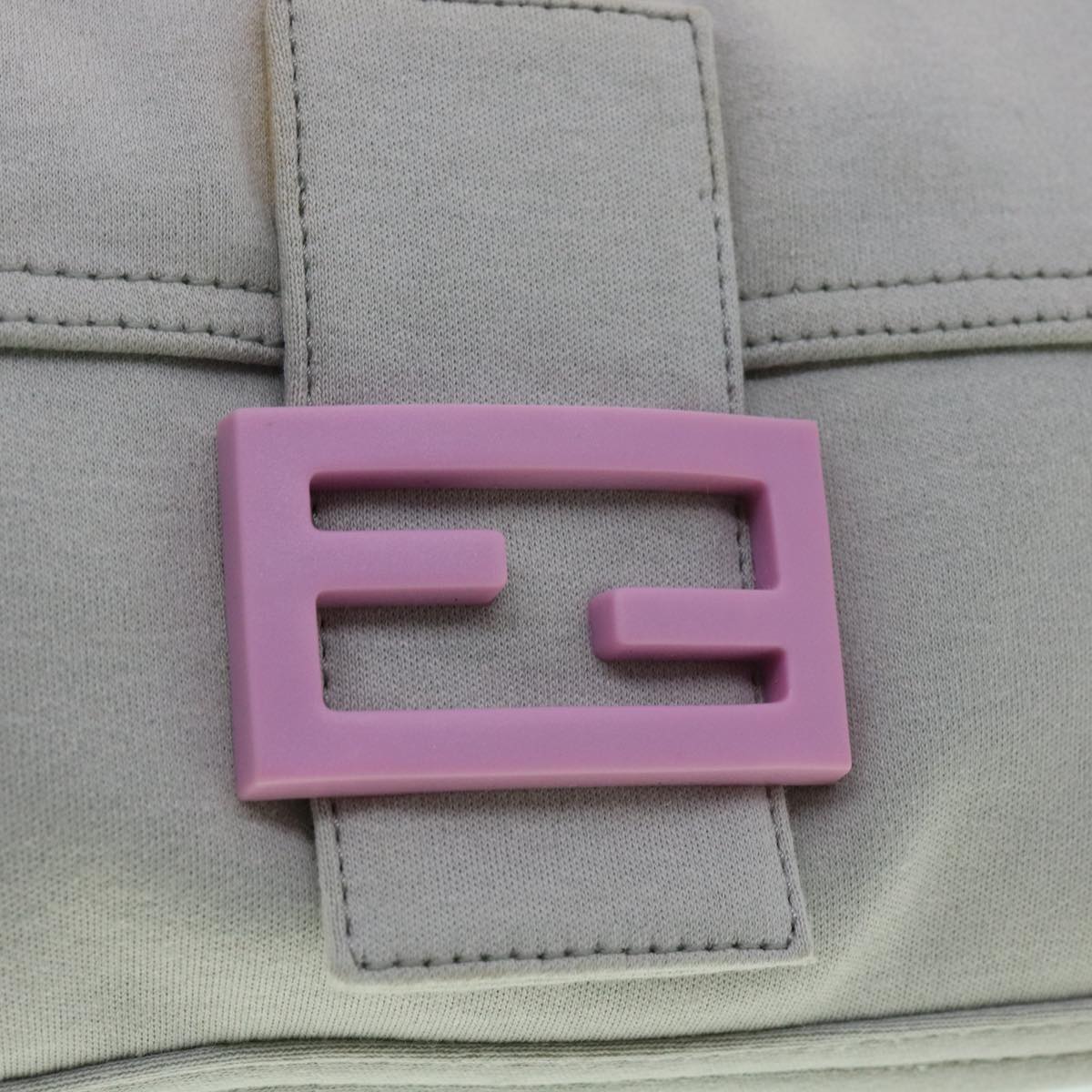 FENDI Mamma Baguette Shoulder Bag Canvas Gray bs3128