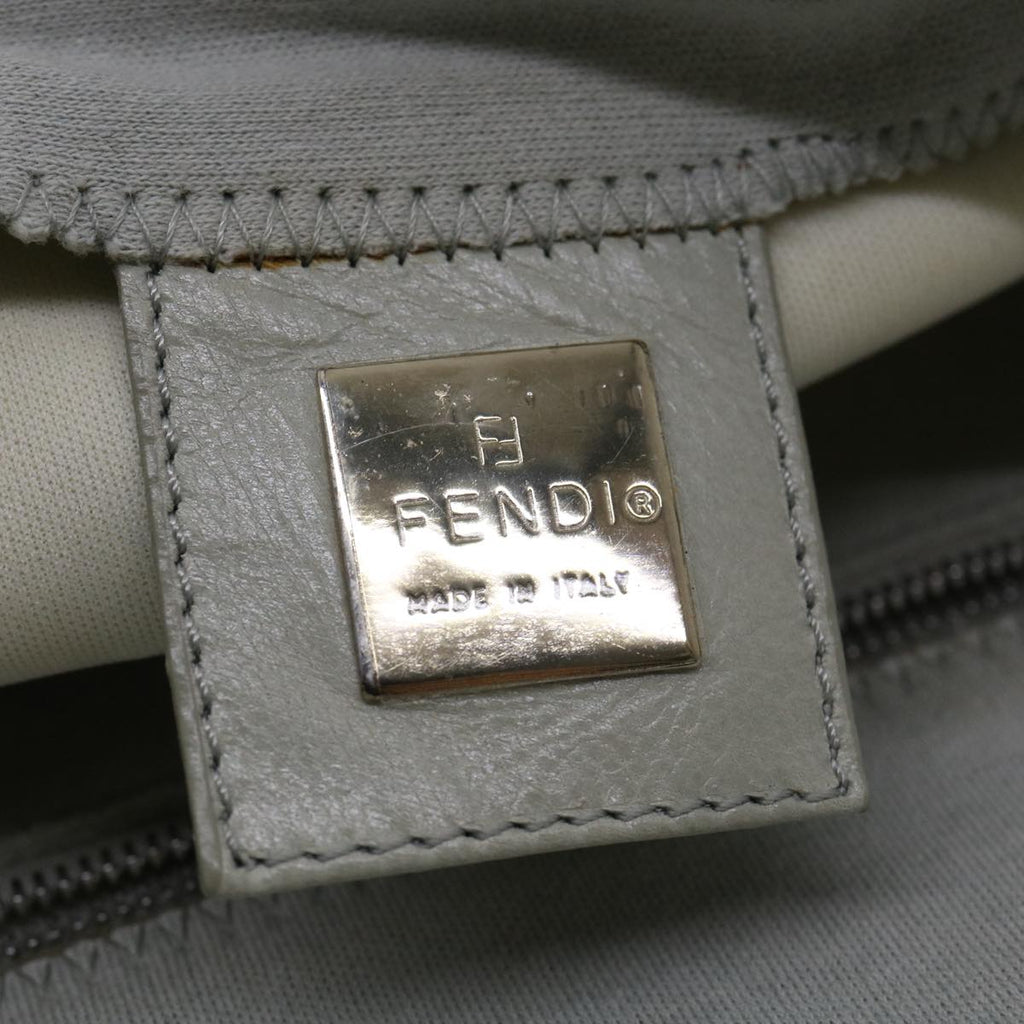 FENDI Mamma Baguette Shoulder Bag Canvas Gray bs3128