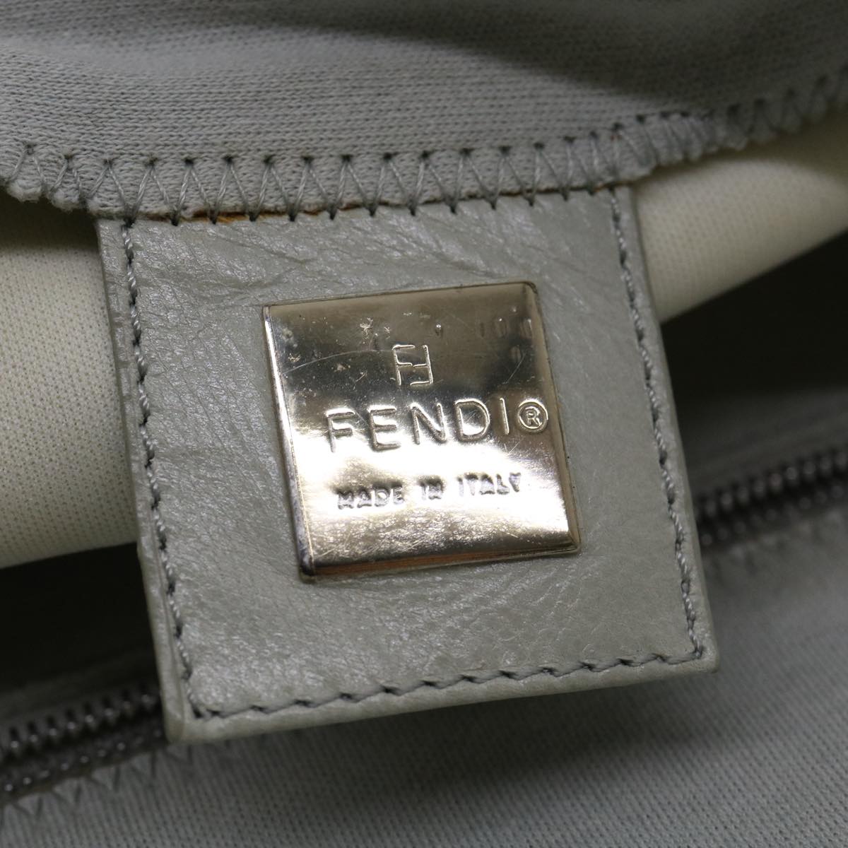 FENDI Mamma Baguette Shoulder Bag Canvas Gray bs3128