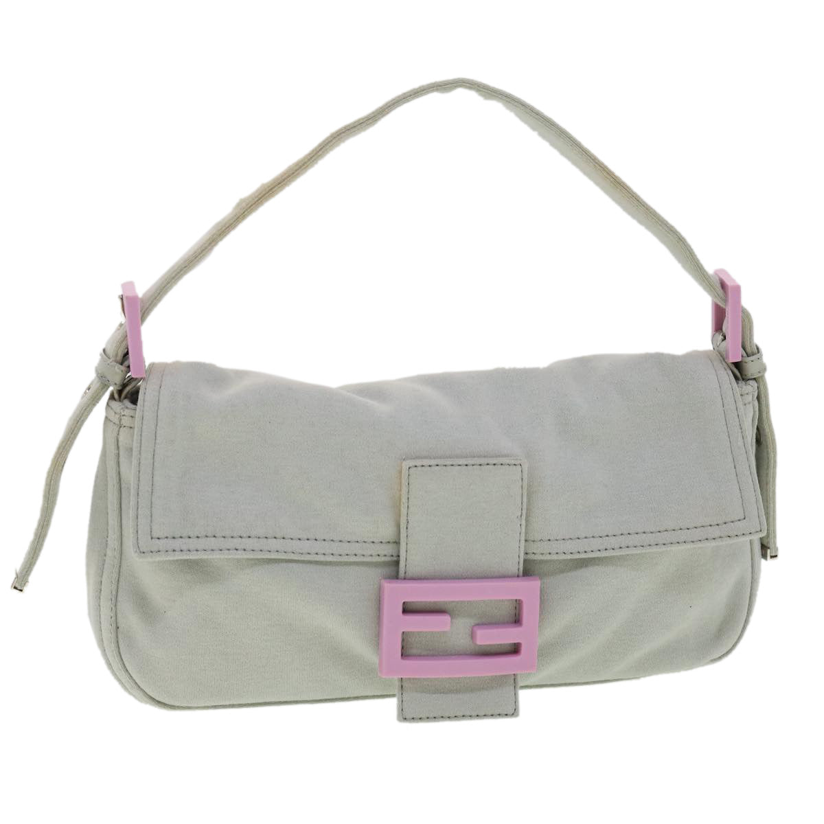 FENDI Mamma Baguette Shoulder Bag Canvas Gray bs3128