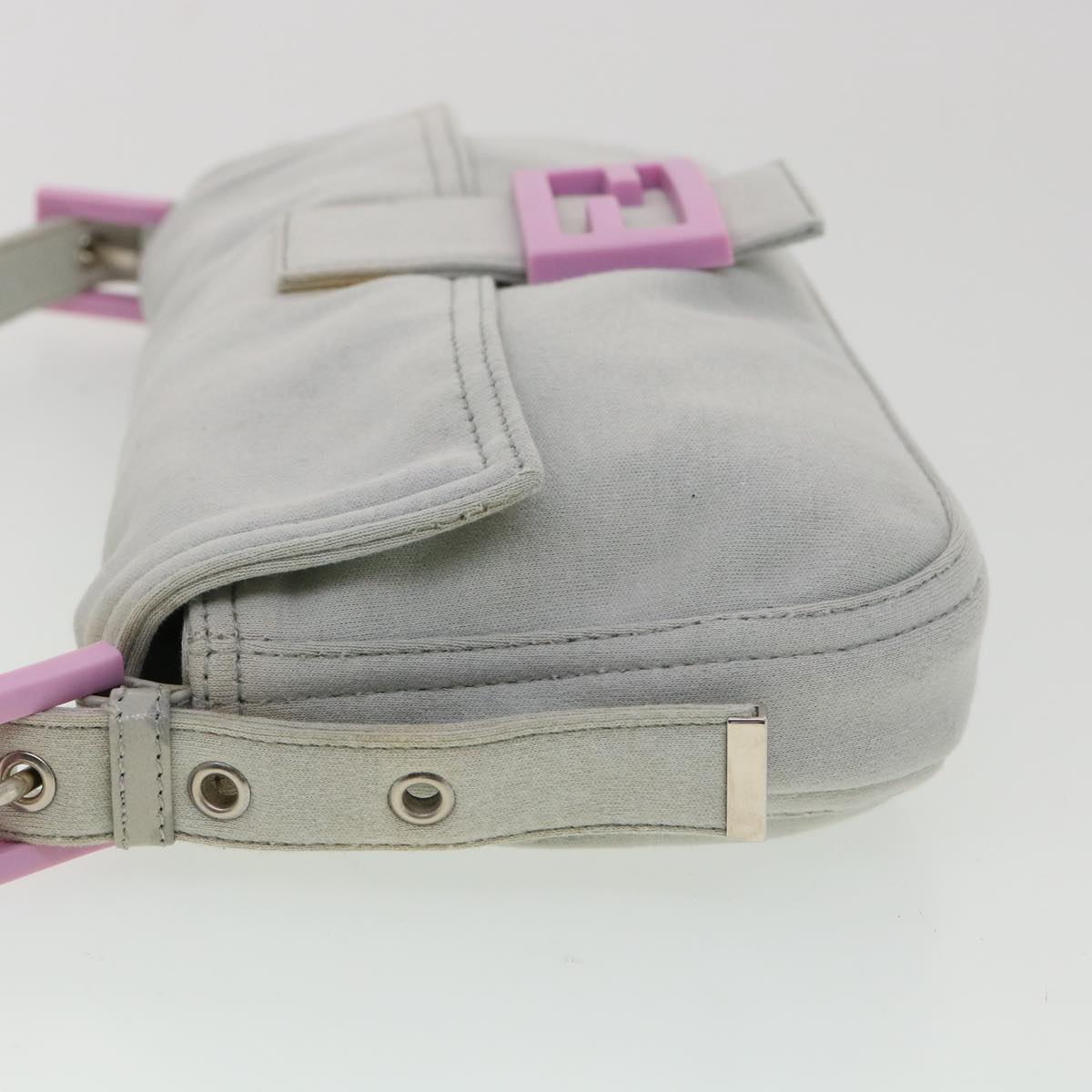 FENDI Mamma Baguette Shoulder Bag Canvas Gray bs3128