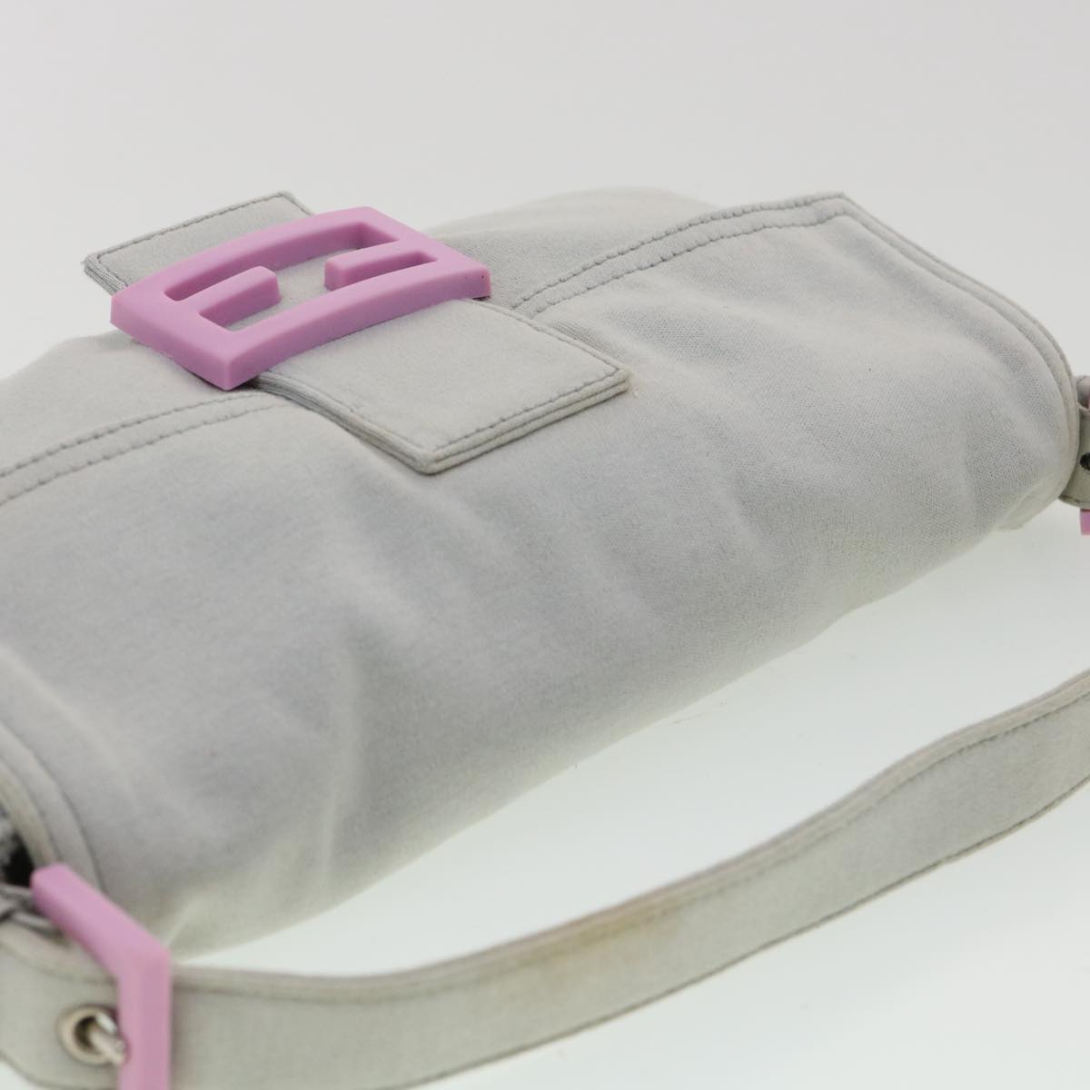 FENDI Mamma Baguette Shoulder Bag Canvas Gray bs3128