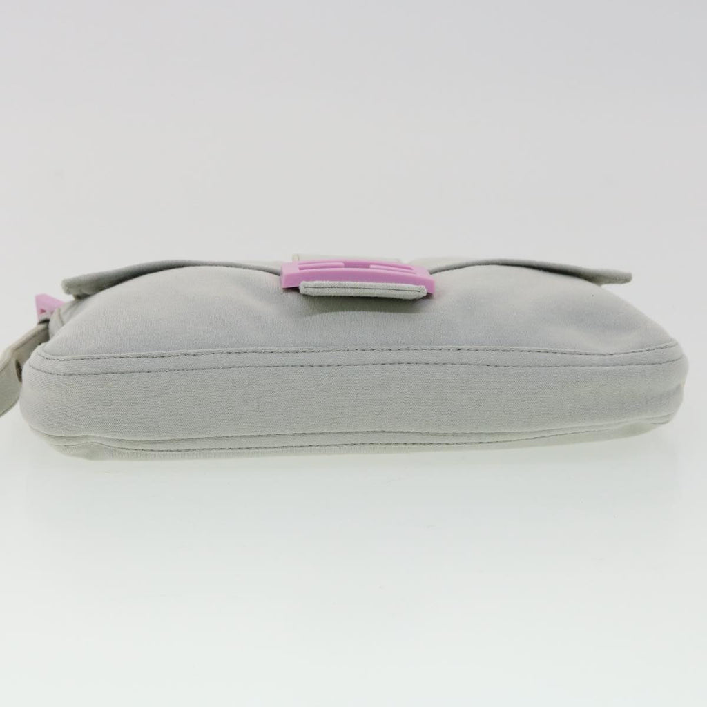 FENDI Mamma Baguette Shoulder Bag Canvas Gray bs3128