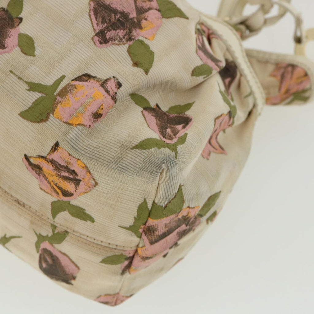 FENDI Zucca Canvas Flower Hand Bag Beige bs3174