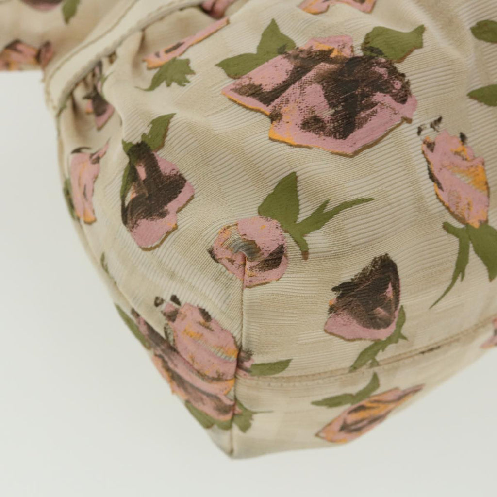 FENDI Zucca Canvas Flower Hand Bag Beige bs3174