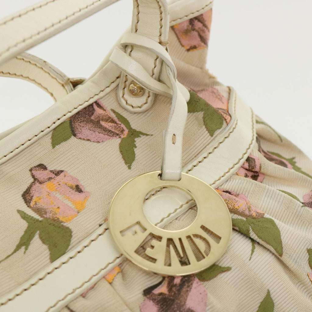 FENDI Zucca Canvas Flower Hand Bag Beige bs3174