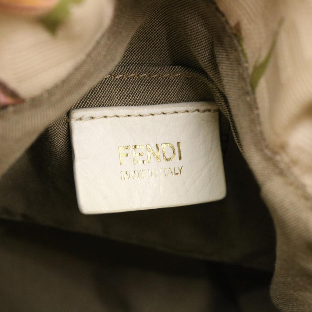 FENDI Zucca Canvas Flower Hand Bag Beige bs3174