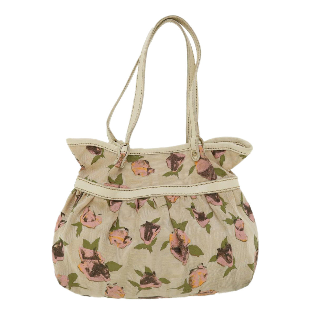 FENDI Zucca Canvas Flower Hand Bag Beige bs3174