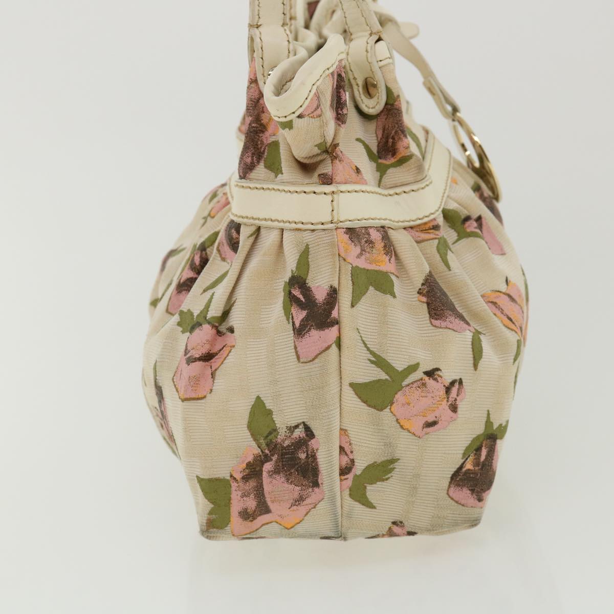 FENDI Zucca Canvas Flower Hand Bag Beige bs3174