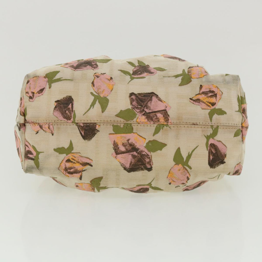 FENDI Zucca Canvas Flower Hand Bag Beige bs3174