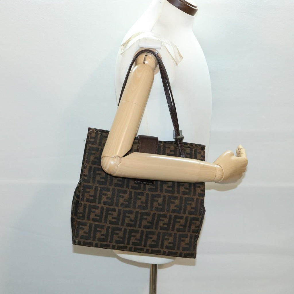 FENDI Zucca Canvas Tote Bag Brown Black bs3224