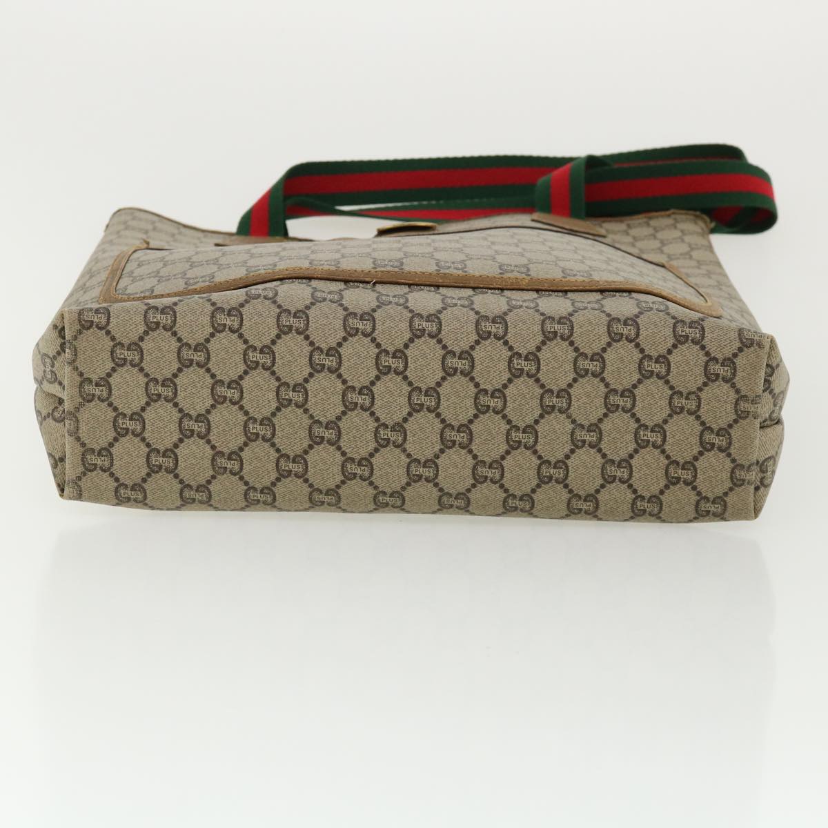 GUCCI GG Plus Canvas WebSherry Line Tote Bag Beige Red Green bs3253
