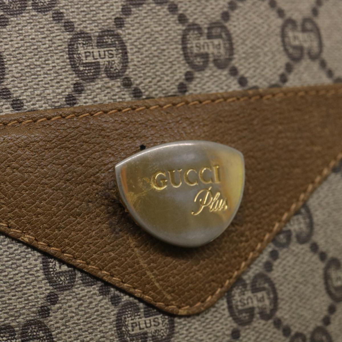 GUCCI GG Plus Canvas WebSherry Line Tote Bag Beige Red Green bs3253