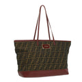 FENDI Zucca Canvas Shoulder Bag Brown Red bs3494