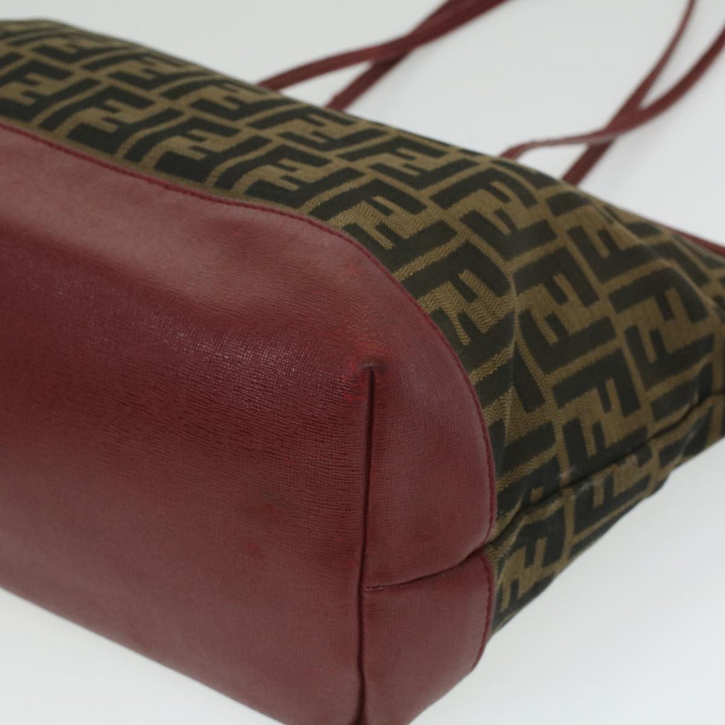FENDI Zucca Canvas Shoulder Bag Brown Red bs3494