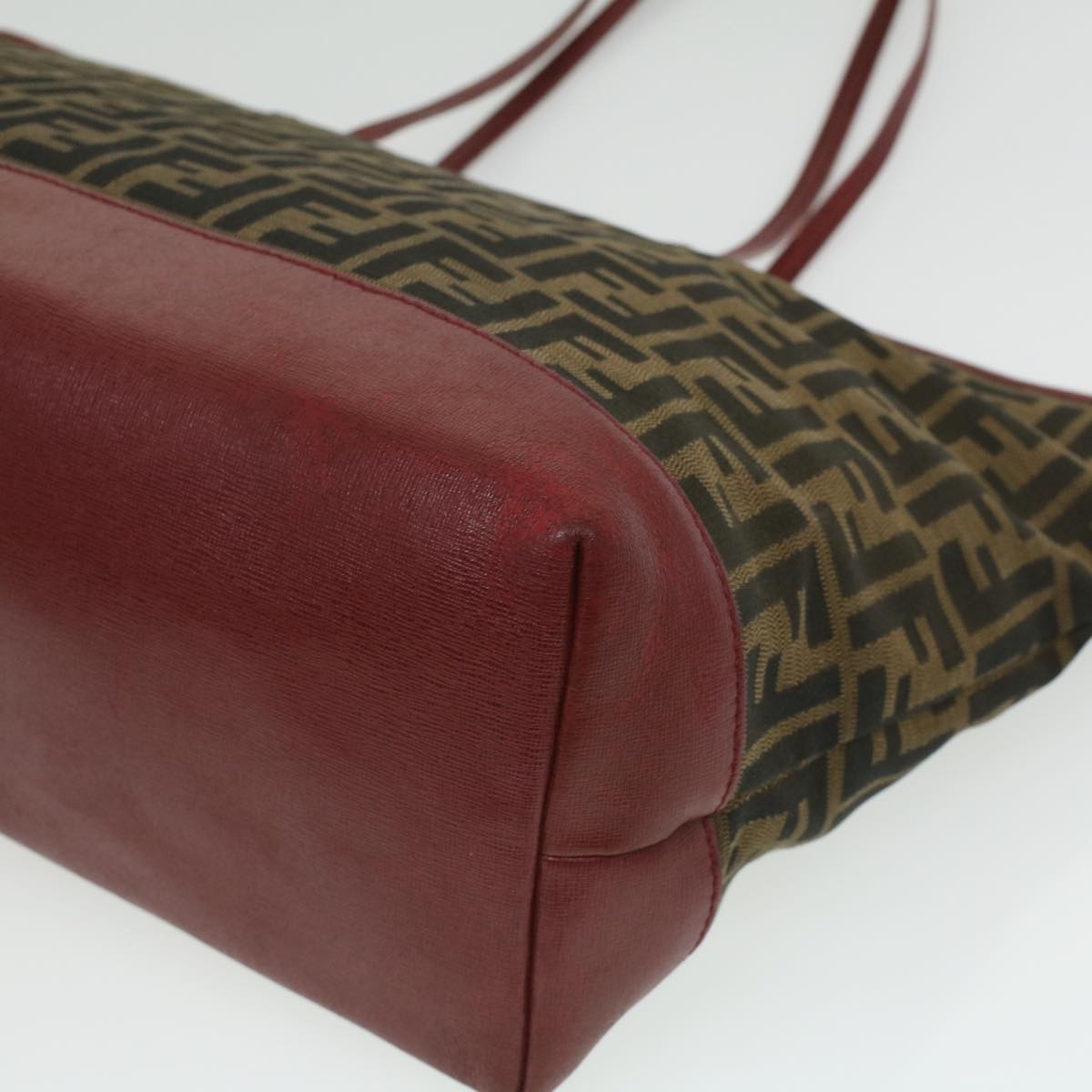 FENDI Zucca Canvas Shoulder Bag Brown Red bs3494