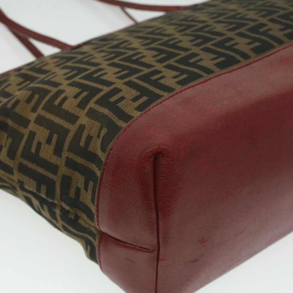 FENDI Zucca Canvas Shoulder Bag Brown Red bs3494