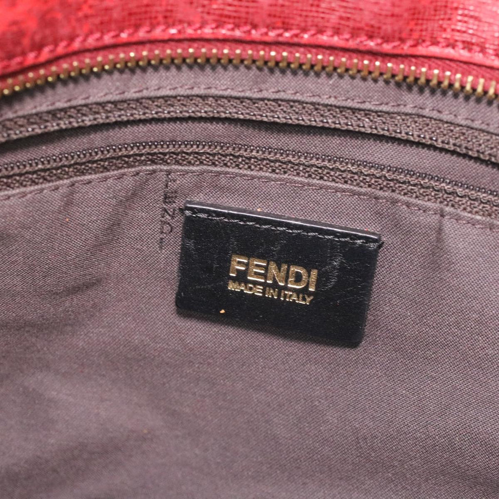 FENDI Zucca Canvas Shoulder Bag Brown Red bs3494