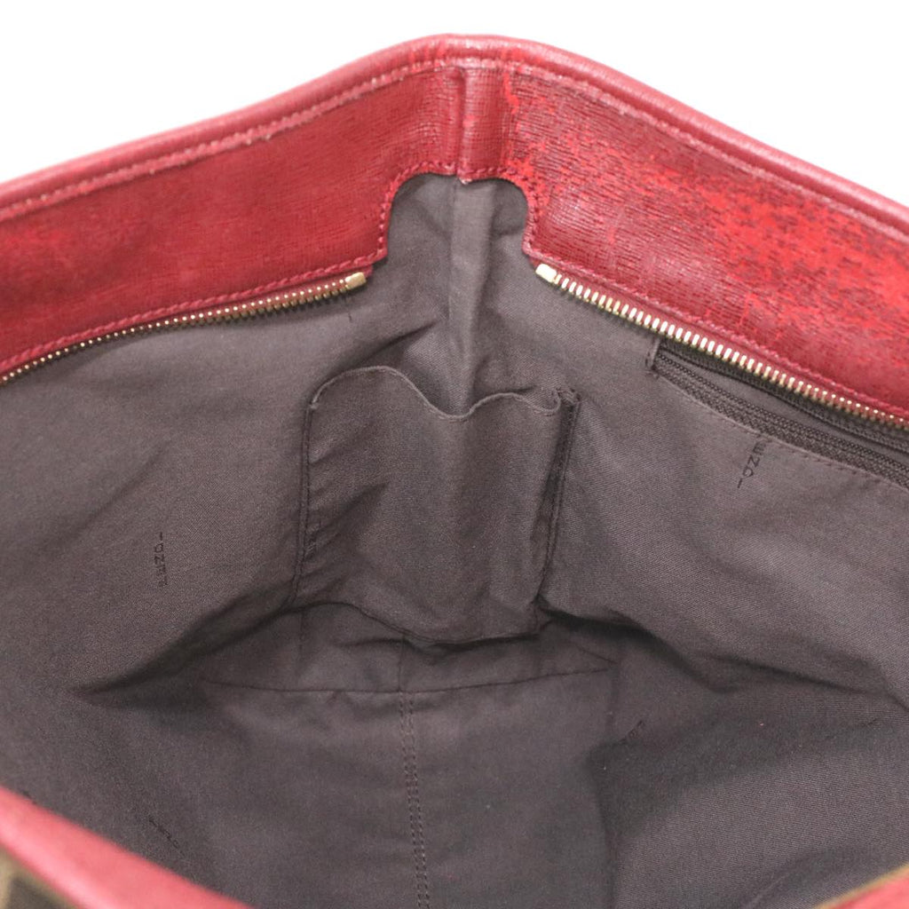 FENDI Zucca Canvas Shoulder Bag Brown Red bs3494