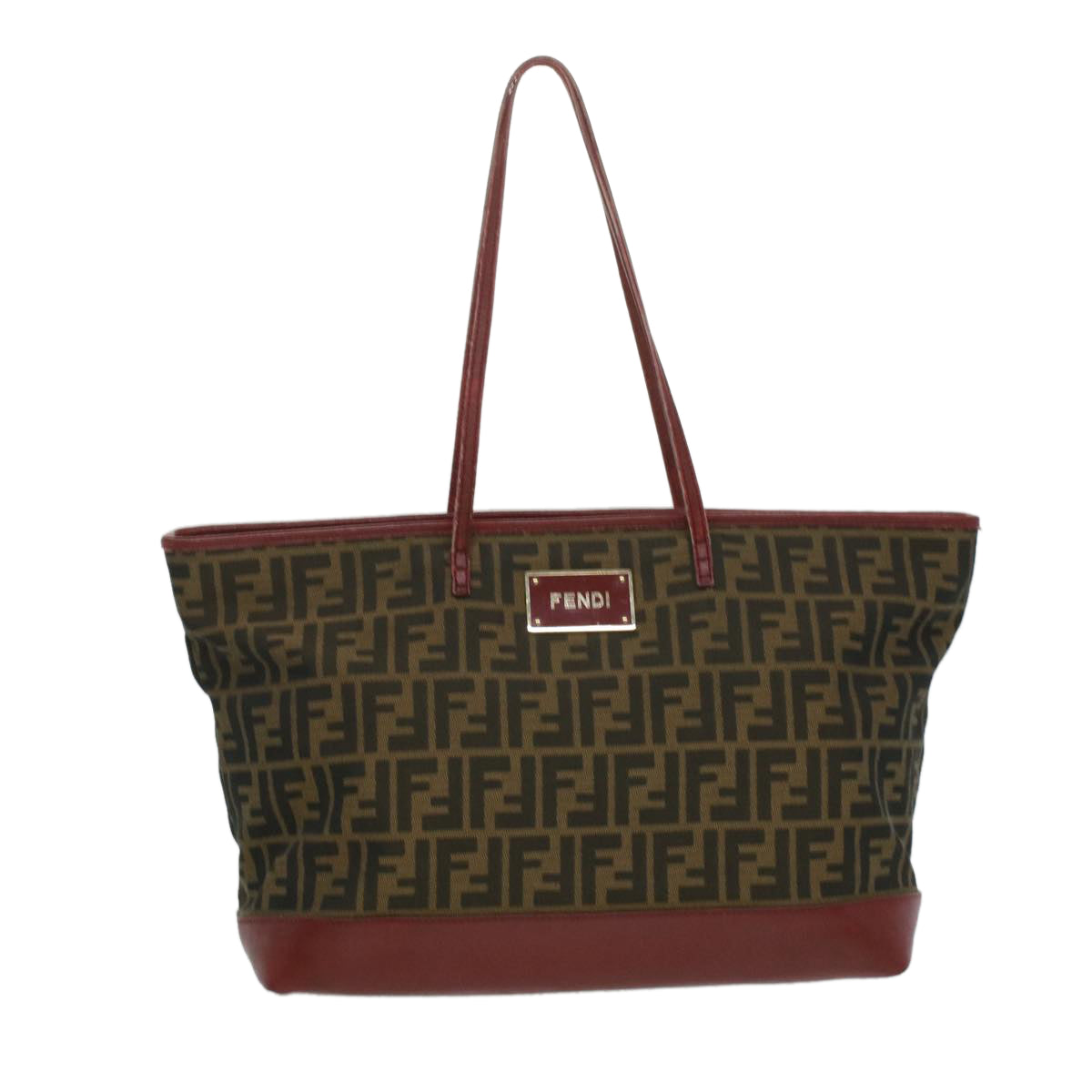 FENDI Zucca Canvas Shoulder Bag Brown Red bs3494