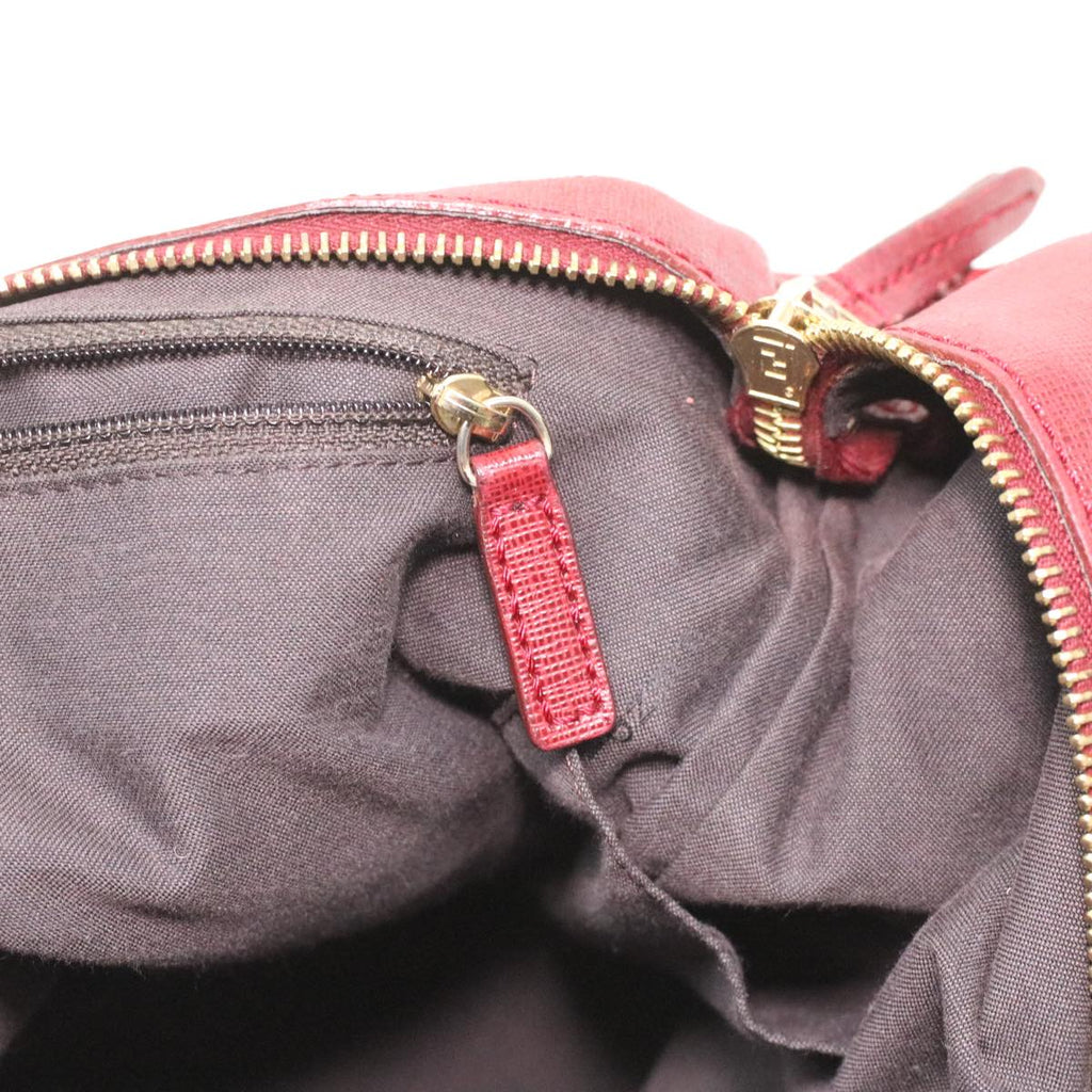 FENDI Zucca Canvas Shoulder Bag Brown Red bs3494