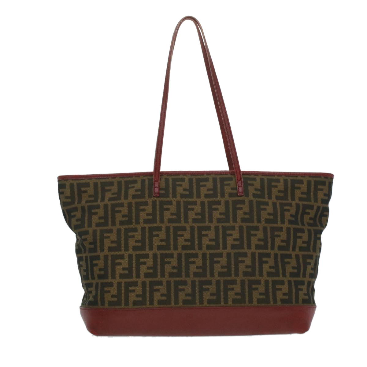 FENDI Zucca Canvas Shoulder Bag Brown Red bs3494