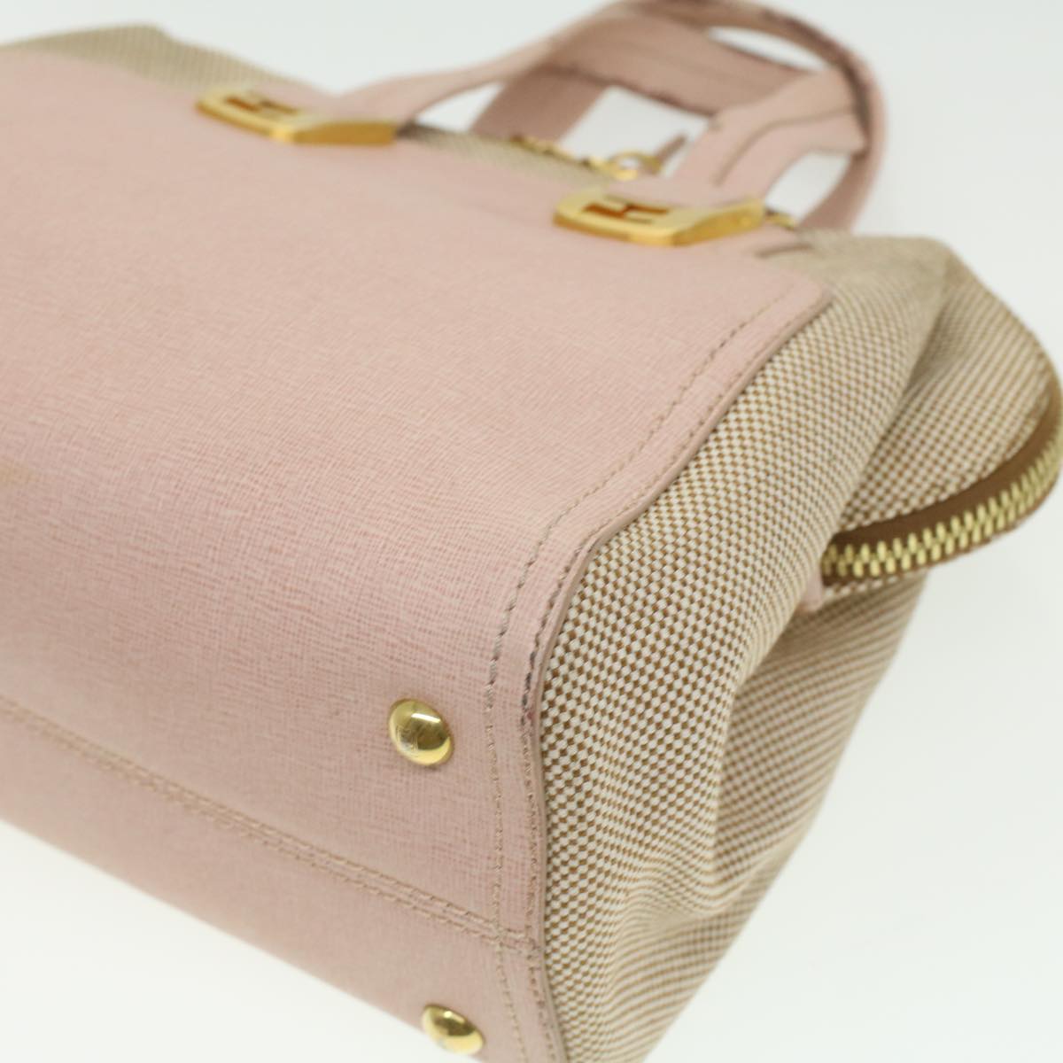 FENDI Hand Bag Leather Canvas 2way Pink bs3819