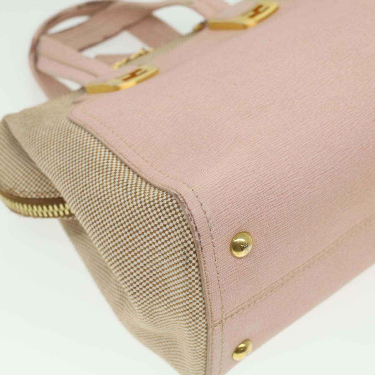 FENDI Hand Bag Leather Canvas 2way Pink bs3819