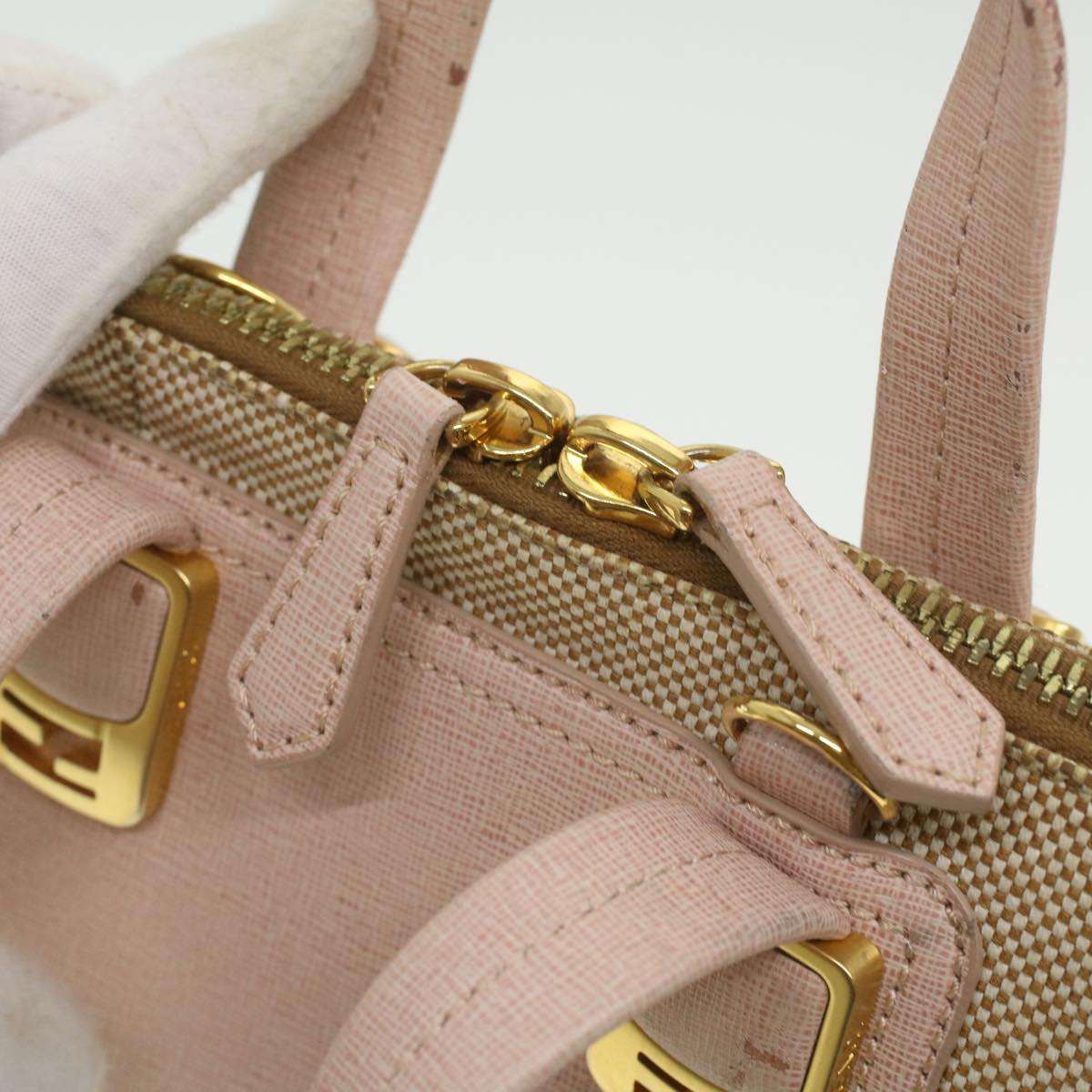 FENDI Hand Bag Leather Canvas 2way Pink bs3819