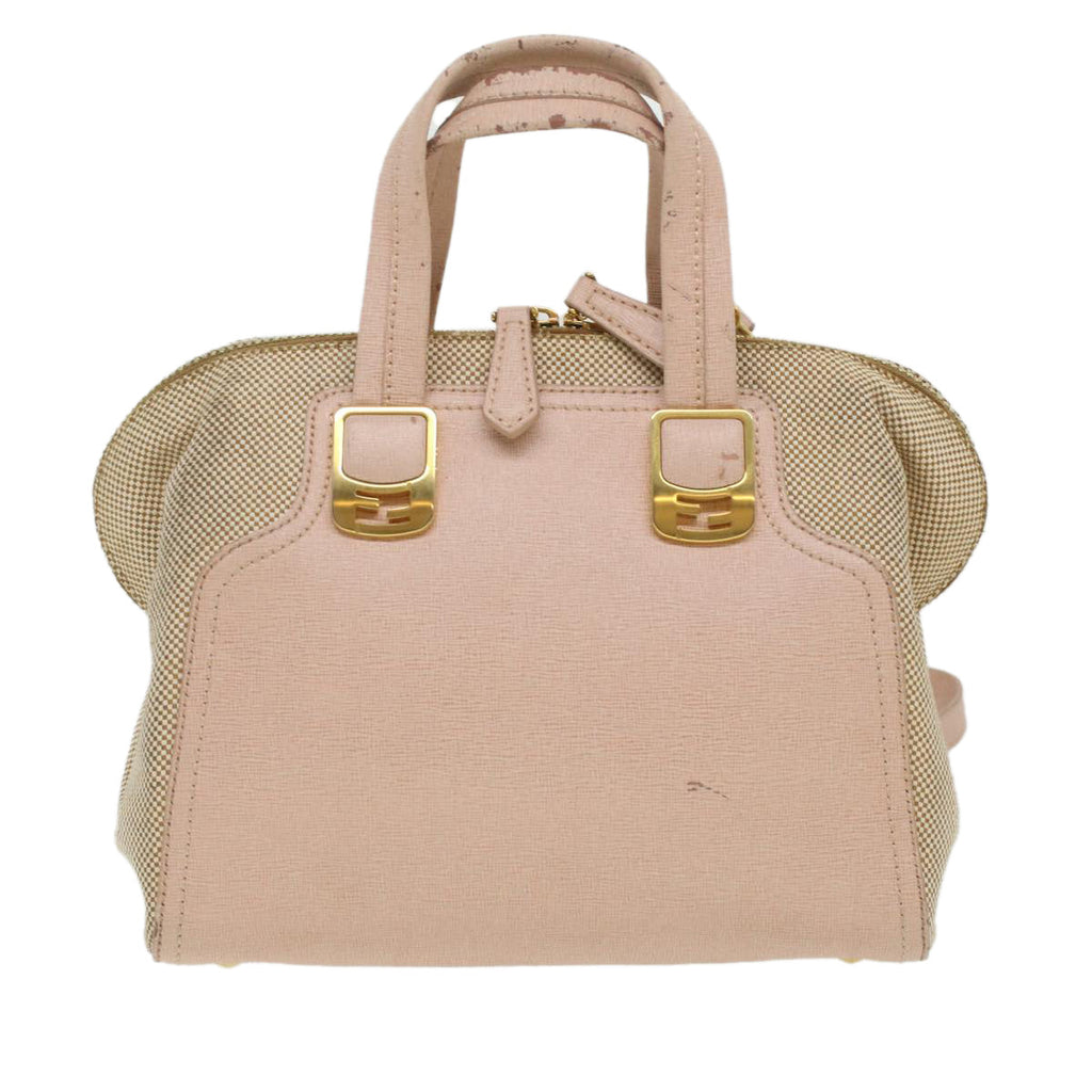 FENDI Hand Bag Leather Canvas 2way Pink bs3819