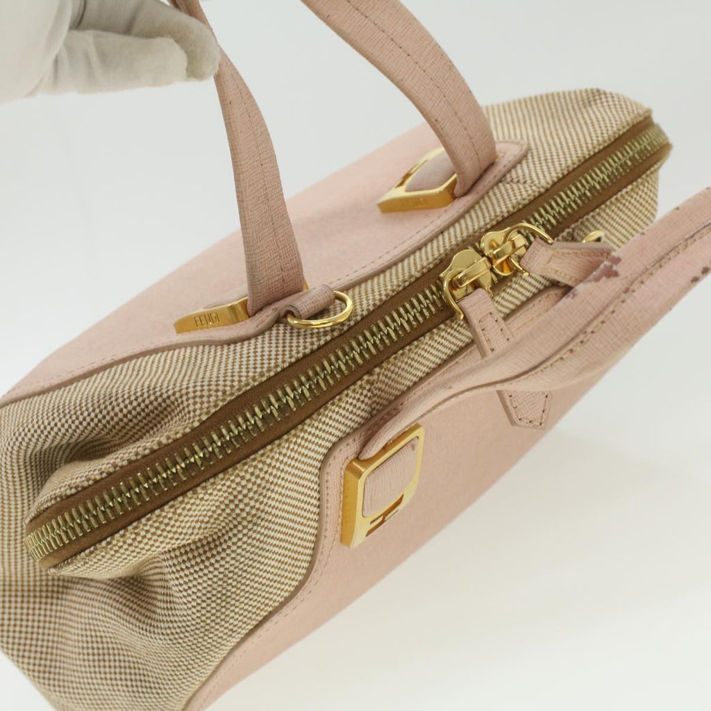 FENDI Hand Bag Leather Canvas 2way Pink bs3819