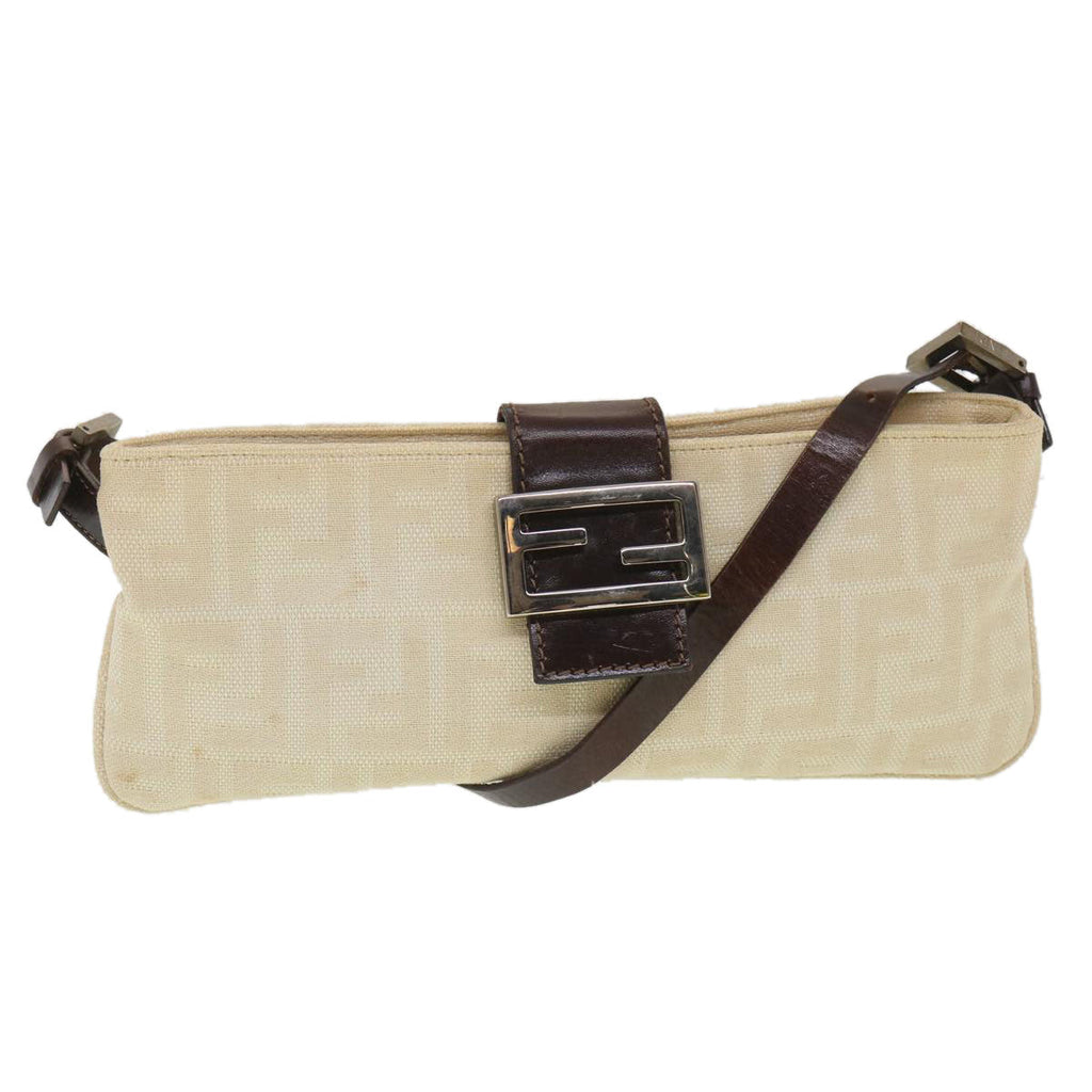FENDI Zucca Canvas Shoulder Bag Beige bs3996