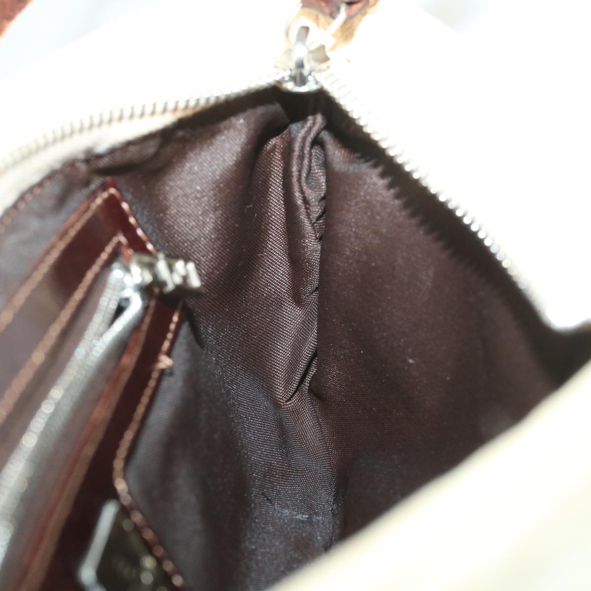 FENDI Zucca Canvas Shoulder Bag Beige bs3996
