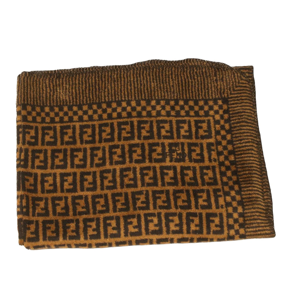 FENDI Zucca Canvas blanket cotton 137x220 Black Brown bs4095