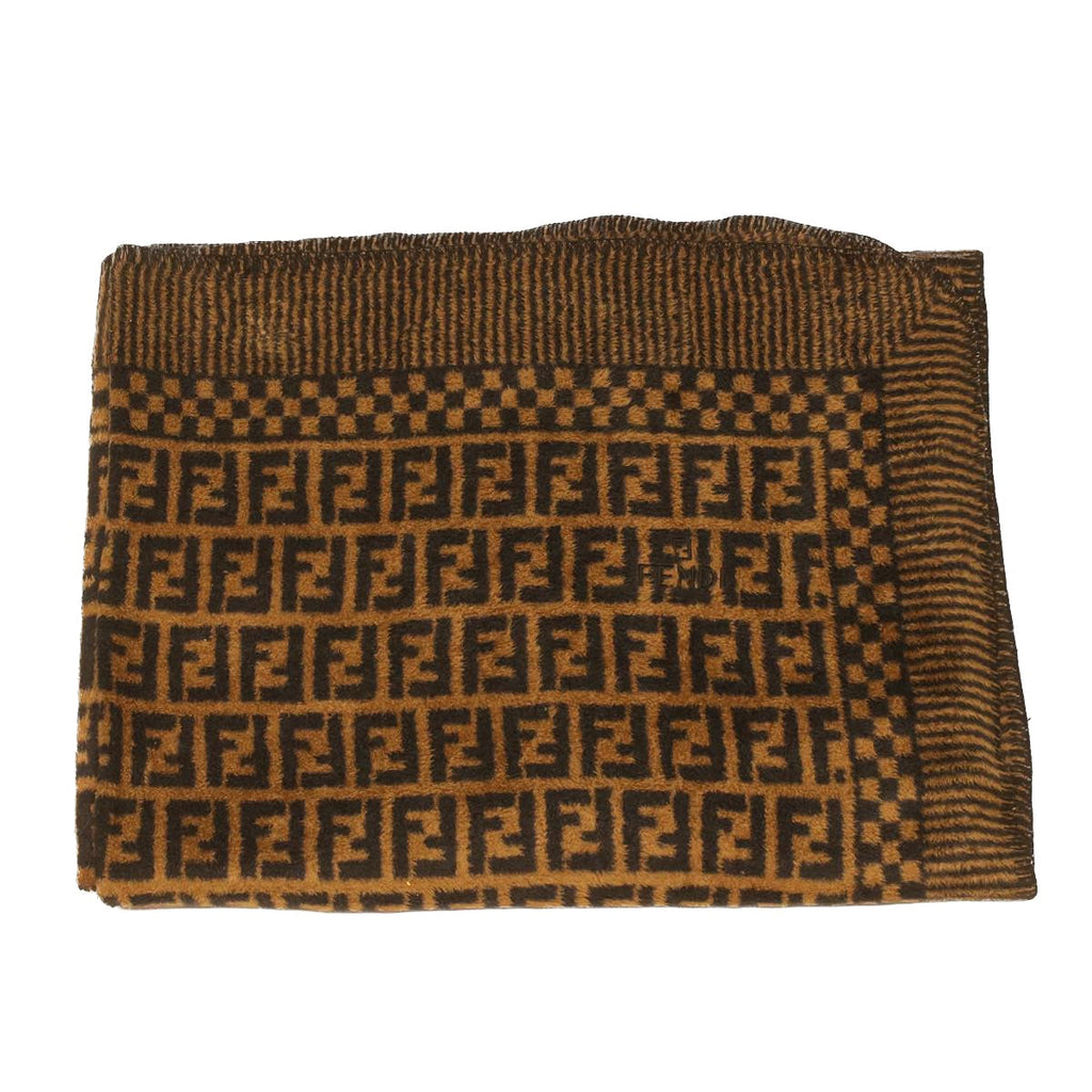 FENDI Zucca Canvas blanket cotton 137x220 Black Brown bs4095